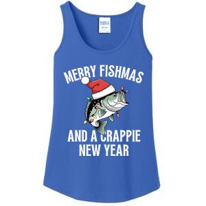 Merry Fishmas And A Crappie New Year Bass Santa Fisher Cute Gift Ladies Essential Tank