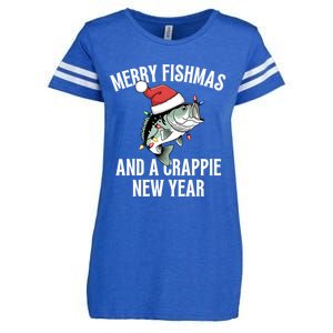 Merry Fishmas And A Crappie New Year Bass Santa Fisher Cute Gift Enza Ladies Jersey Football T-Shirt