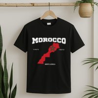Morocco Flag And Map Moroccan Coordinates T-Shirt