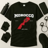 Morocco Flag And Map Moroccan Coordinates T-Shirt