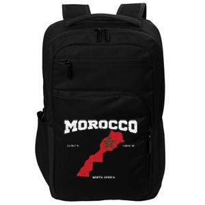 Morocco Flag And Map Moroccan Coordinates Impact Tech Backpack