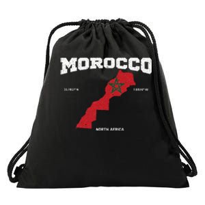 Morocco Flag And Map Moroccan Coordinates Drawstring Bag