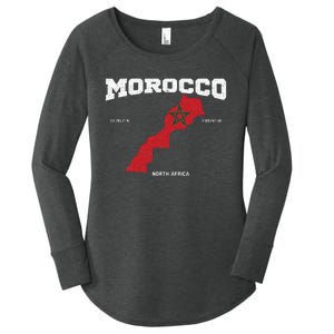 Morocco Flag And Map Moroccan Coordinates Women's Perfect Tri Tunic Long Sleeve Shirt