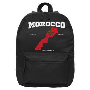 Morocco Flag And Map Moroccan Coordinates 16 in Basic Backpack