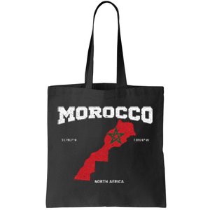 Morocco Flag And Map Moroccan Coordinates Tote Bag