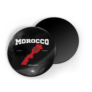 Morocco Flag And Map Moroccan Coordinates Magnet