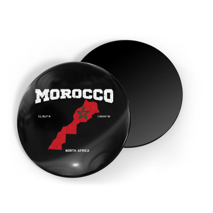 Morocco Flag And Map Moroccan Coordinates Magnet