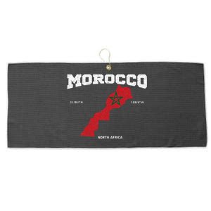 Morocco Flag And Map Moroccan Coordinates Large Microfiber Waffle Golf Towel