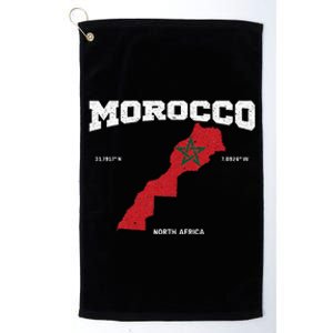 Morocco Flag And Map Moroccan Coordinates Platinum Collection Golf Towel