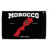 Morocco Flag And Map Moroccan Coordinates Grommeted Golf Towel