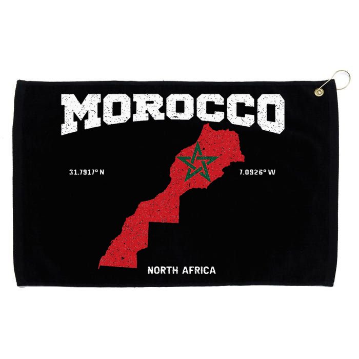 Morocco Flag And Map Moroccan Coordinates Grommeted Golf Towel