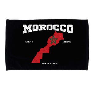 Morocco Flag And Map Moroccan Coordinates Microfiber Hand Towel