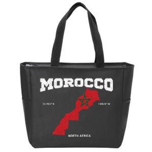 Morocco Flag And Map Moroccan Coordinates Zip Tote Bag