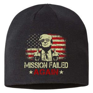 Mission Failed Again Trump 2024 Us American Flag Sustainable Beanie