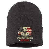 Mission Failed Again Trump 2024 Us American Flag Sustainable Knit Beanie