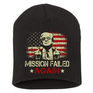 Mission Failed Again Trump 2024 Us American Flag Short Acrylic Beanie