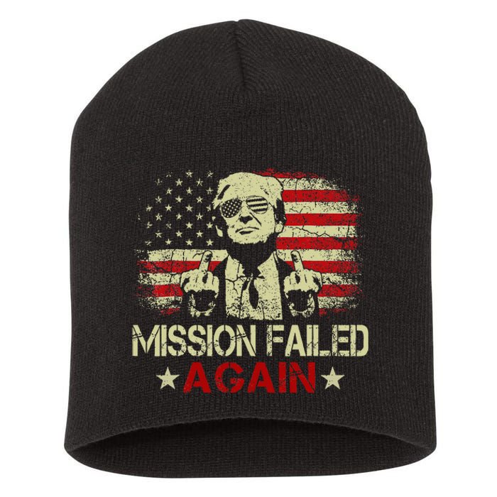 Mission Failed Again Trump 2024 Us American Flag Short Acrylic Beanie