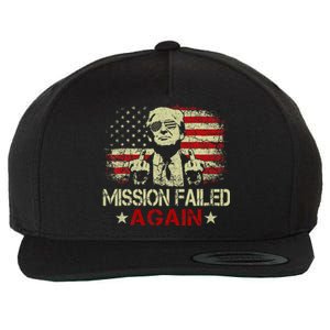 Mission Failed Again Trump 2024 Us American Flag Wool Snapback Cap