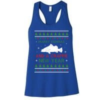 Merry Fishmas And A Crappie New Year Saying Ugly Christma Great Gift Women's Racerback Tank