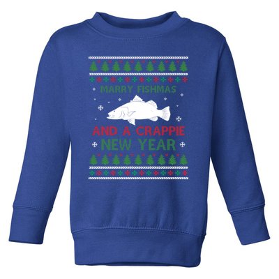 Merry Fishmas And A Crappie New Year Saying Ugly Christma Great Gift Toddler Sweatshirt