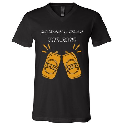 My Favorite Animal Is Twocans Beer V-Neck T-Shirt