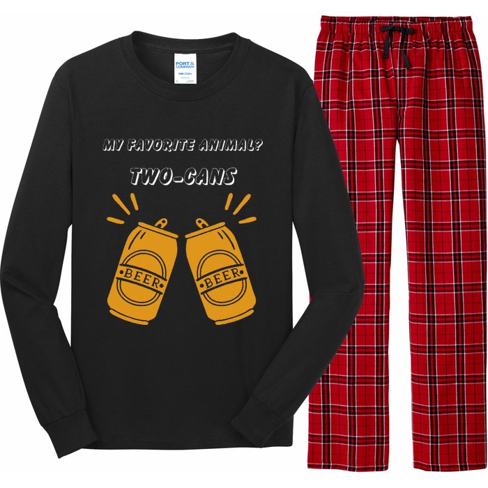 My Favorite Animal Is Twocans Beer Long Sleeve Pajama Set