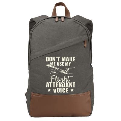 My Flight Attendant Voice Aviation Stewardess Plane Pilot Cotton Canvas Backpack