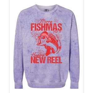 Merry Fishmas And Happy New Reel Fishing Christmas New Year Gift Colorblast Crewneck Sweatshirt