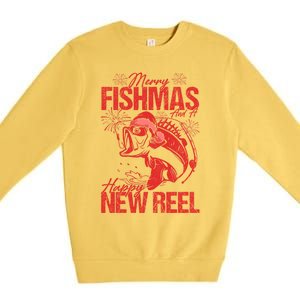 Merry Fishmas And Happy New Reel Fishing Christmas New Year Gift Premium Crewneck Sweatshirt