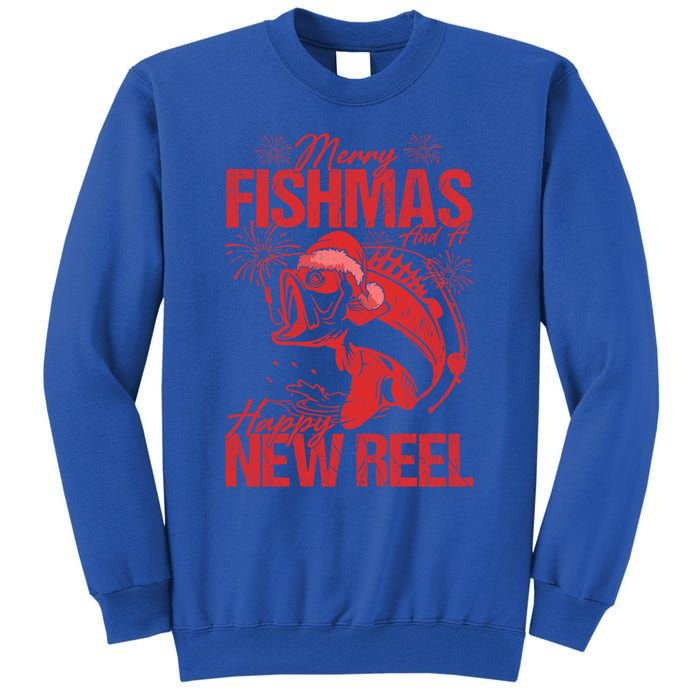 Merry Fishmas And Happy New Reel Fishing Christmas New Year Gift Tall Sweatshirt