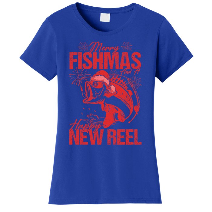 Merry Fishmas And Happy New Reel Fishing Christmas New Year Gift Women's T-Shirt