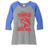 Merry Fishmas And Happy New Reel Fishing Christmas New Year Gift Women's Tri-Blend 3/4-Sleeve Raglan Shirt