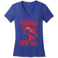 Merry Fishmas And Happy New Reel Fishing Christmas New Year Gift Women's V-Neck T-Shirt