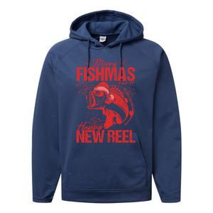 Merry Fishmas And Happy New Reel Fishing Christmas New Year Gift Performance Fleece Hoodie