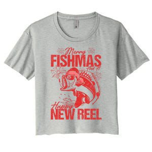 Merry Fishmas And Happy New Reel Fishing Christmas New Year Gift Women's Crop Top Tee