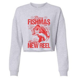 Merry Fishmas And Happy New Reel Fishing Christmas New Year Gift Cropped Pullover Crew