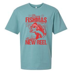 Merry Fishmas And Happy New Reel Fishing Christmas New Year Gift Sueded Cloud Jersey T-Shirt