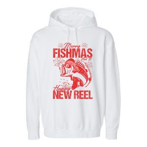 Merry Fishmas And Happy New Reel Fishing Christmas New Year Gift Garment-Dyed Fleece Hoodie