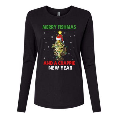 Merry Fishmas And A Crappie New Year Fishing Funny Xmas  Womens Cotton Relaxed Long Sleeve T-Shirt