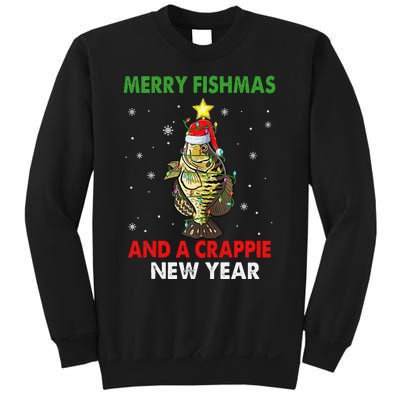 Merry Fishmas And A Crappie New Year Fishing Funny Xmas  Sweatshirt