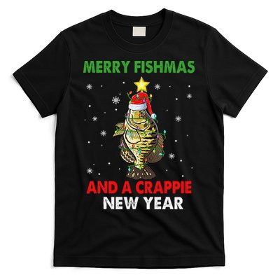 Merry Fishmas And A Crappie New Year Fishing Funny Xmas  T-Shirt