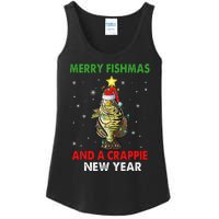 Merry Fishmas And A Crappie New Year Fishing Funny Xmas  Ladies Essential Tank