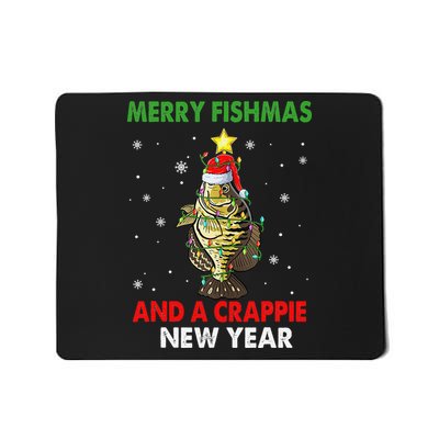 Merry Fishmas And A Crappie New Year Fishing Funny Xmas  Mousepad