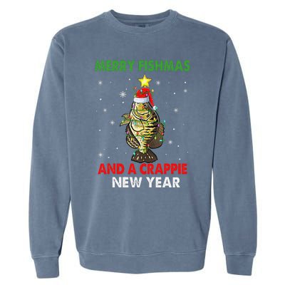 Merry Fishmas And A Crappie New Year Fishing Funny Xmas  Garment-Dyed Sweatshirt