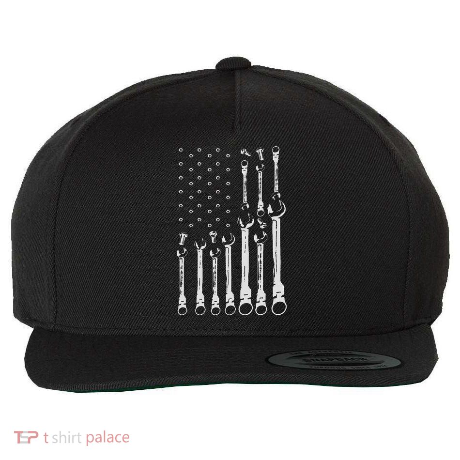 Mechanic Flag American Patriotic Flag Car Mechanic Usa Flag Wool Snapback Cap