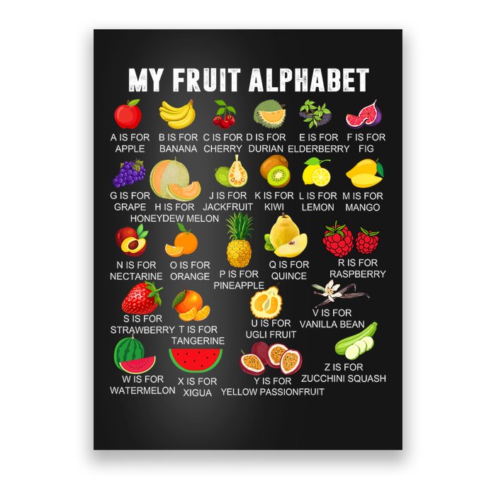 My Fruit Alphabet Fun Learning Reading Toddler Kids Fruits Poster