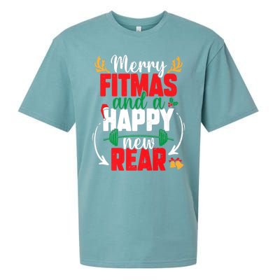 Merry Fitmas And A Happy New Rear New Year Christmas Workout Gift Sueded Cloud Jersey T-Shirt