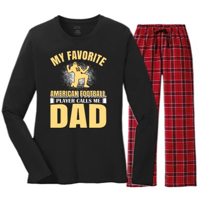 My Favorite American Football Player Calls Me Dad Women's Long Sleeve Flannel Pajama Set 