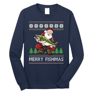 Merry Fishmas And Santa Fishing Long Sleeve Shirt