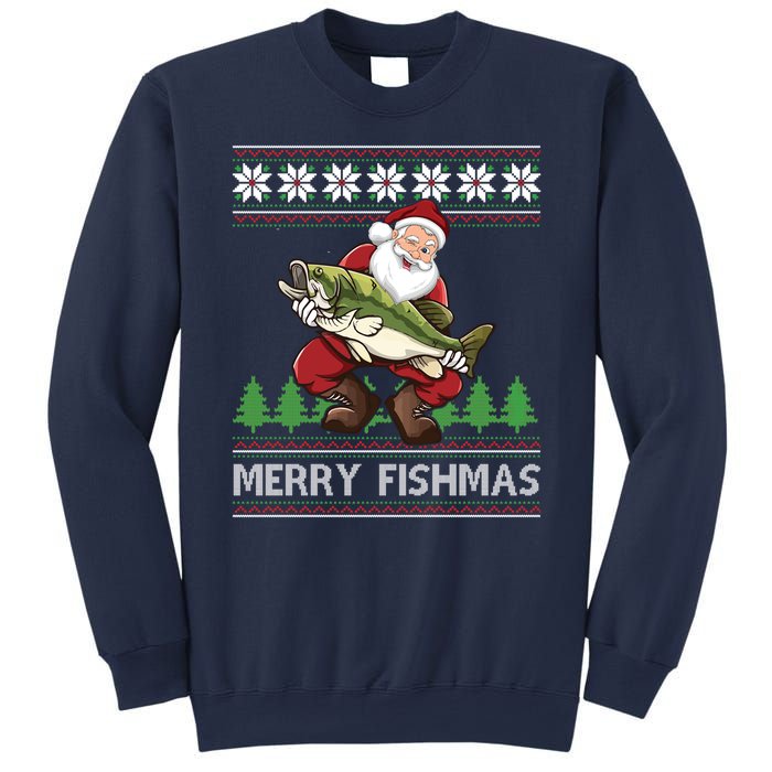 Merry Fishmas And Santa Fishing Sweatshirt